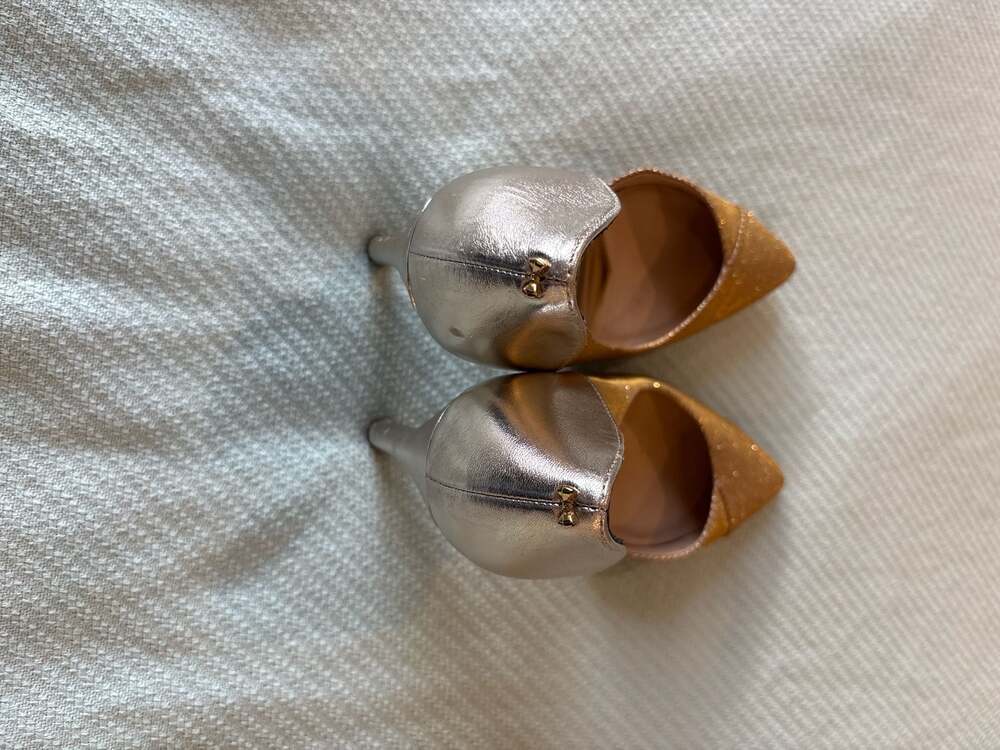 Ted Baker London Gold Glitter Pointed Toe D'Orsay Stiletto Pumps - Picture 5 of 5